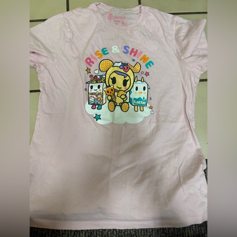 Tokidoki Pastel Pink Tee with Vibrant Characters
